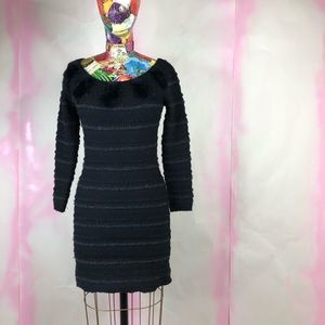 Anthro Leifsdottir Metallic Fur Striped Sweater Dress